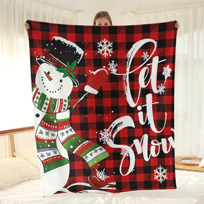 Cozy Comfort: Christmas Theme Blanket with Cartoon Snowman Print for Ultimate Warmth and Style