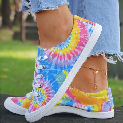 Trendy Colorful Tie-Dye Women's Canvas Shoes - Comfortable and Stylish Low Top Shoes