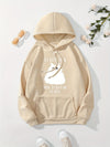 Feline Fashionista: Cute Cat Print Hoodie for Women, featuring Versatile Drawstring & Kangaroo Pocket