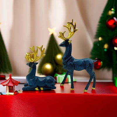 Auspicious Deer Ornaments: Resin Crafts Elk Set for Festive Home Decoration and Gifting