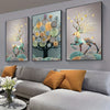 Gilded Prosperity: Frameless Abstract Chinese Feng Shui Golden Rich Tree Wall Art Canvas Painting for Living Room Décor