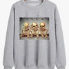 Skull Pattern Plus Size Halloween Sweatshirt: Casual and Stylish Women's Round Neck Long Sleeve Sweatshirt