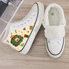 Cute Christmas Tree Print Canvas Shoes: Stylish High Top Outdoor Shoes with Plush Lining for Women