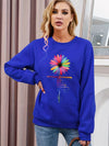 Stay fashionable and warm during Fall and Winter with our Faith & Colorfull Flower Print Sweatshirt. This Women's Clothing features a Casual Long Sleeve Crew Neck Sweatshirt, perfect for staying stylish and cozy in the cold months.