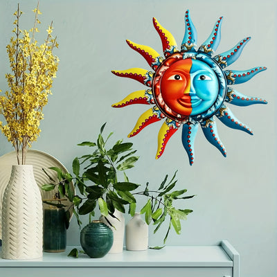 Sun's Radiant Glow: Creative Metal Wall Art Décor for an Enchanting Home Ambiance