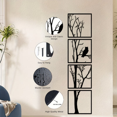 Enchanting Owl Tree Branch Metal Art: A Captivating Décor for Any Space