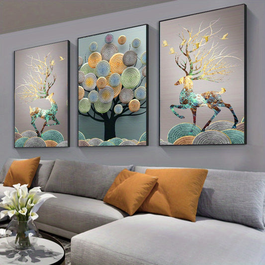 Enhance your living room with the Gilded Prosperity wall art. This frameless canvas painting showcases an abstract Chinese Feng Shui golden tree, adding a touch of luxury and richness to your space. Elevate your décor with this symbolic piece that represents prosperity and abundance.