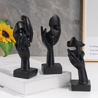 Sleek and Chic: 3-Piece Modern Resin Sculpture Set for Living Room and Home Décor+