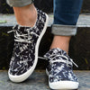 Lightweight Women's Skeleton Print Canvas Shoes - Lace-Up Halloween Loafers for Casual Low Top Sneakers