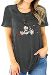 Frosty Chic: Snowman Print Tee is a stylish and comfortable addition to a woman's wardrobe. This crew neck t-shirt features a trendy snowman print detail on a soft, short-sleeve fabric. Perfect for casual wear, it is sure to be a statement piece that adds personality to any outfit.
