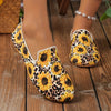 Stylish and Comfortable Women's Leopard Sunflower Print Flat Shoes: Casual Slip-On Shoes with Lightweight Features for Ultimate Comfort - Temu