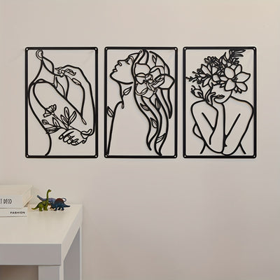 Stylish Minimalist Abstract Woman Metal Art Wall Decor: Enhance Your Living Space with Modern Line Drawing & Abstract Style