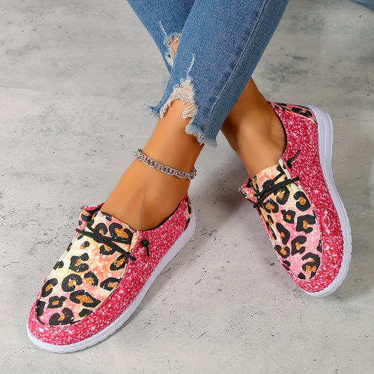 Experience comfort and make a statement with these lightweight leopard-print canvas shoes. The lace-up low-top design features durable construction and comfortable insole cushioning that will take your casual outdoor fashion to the next level.