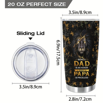 20oz Lion Dad Stainless Steel Tumbler: A Roaring Gift for Parents, Relatives, and Friends