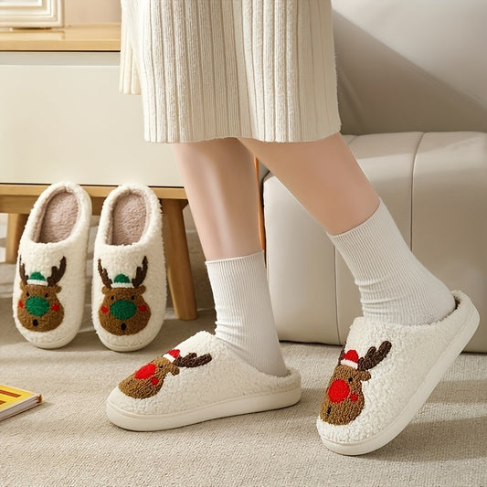 These Festive Cartoon Christmas Deer Print Slippers are the perfect indoor shoes for a cozy and warm holiday season. The Slip-On design makes them easy to put on, and the Non-Slip sole ensures all-day comfort and security. Celebrate the season in style and warmth!