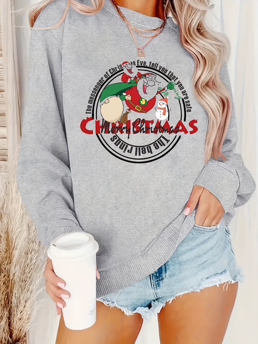 Introducing our Cozy Christmas Santa Letter Print Sweatshirt. Stay stylish and adorable this holiday season with our long-sleeve crew neck for women's clothing. Made with comfort in mind, this sweatshirt features a cozy Santa letter print for added festive cheer. Perfect for staying warm and looking great.