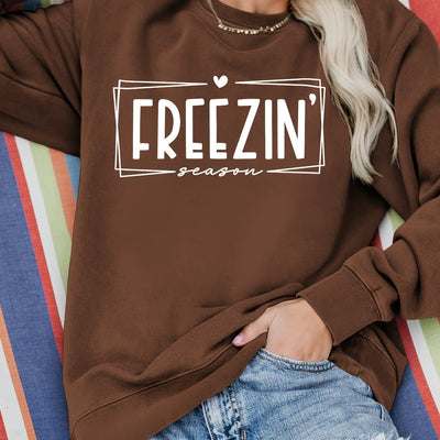 Cozy and Stylish: Women's Letter Print Pullover Sweatshirt for Fall/Winter Fashion