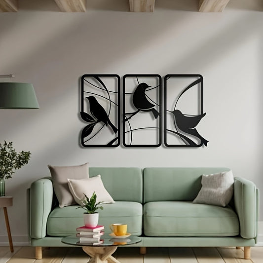 Exquisite Paradise Bird Metal Wall Art Trio: A Stunning Piece for Home Decoration