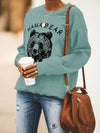 Women's with Bear Print Sweatshirt - Soft and Cozy Long Sleeve Sweatshirt with Round Neck, Women's Clothing