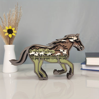 Whimsical Wooden Art Pommel Horse Statues: Unique Home and Office Decor for Men, Kids, and Animal Lovers