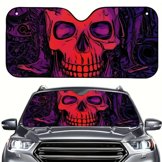This Spooky Skull Windshield Sunshade offers exceptional protection for your car's interior from harmful UV rays and extremely high temperatures. A stylish addition to your car's interior, this sunshade will help protect your car interior while also adding a unique look and feel to your ride for Halloween.