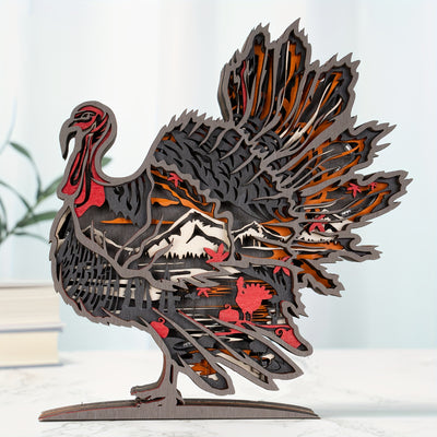 Elegant LED-Lit Turkey Wooden Art Carving: The Perfect Gift and Decor for Turkey Lovers