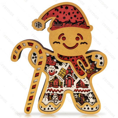 Whimsical Gingerbread Man Wood Carving Night Light: Festive Christmas Decoration and Thoughtful Gift