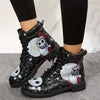 Wickedly Chic: Women's Ghost Face Printed Combat Boots for Halloween