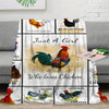 Cozy Rooster and Just a Girl Letter Printed Flannel Throw Blanket: Enhance Your Comfort on Couch, Bed, Sofa, Car, Camping, and Travelling