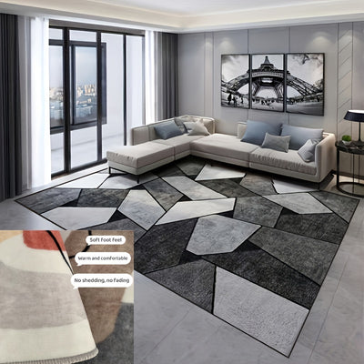 This Modern Geometric Living Room Area Rug is ideal for your living space. It has a machine washable, anti-slip and water absorbent textile that makes it easy to clean and ensures a safe walking surface. Enjoy the comfortable, stylish feel of this living room rug for years to come.