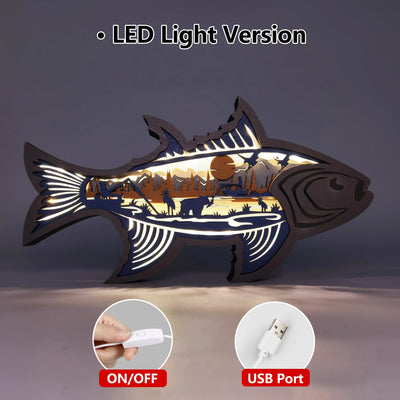 Fish Wooden Art Night Light: An Adorable Interior Decoration and Perfect Gift for Fishing Enthusiasts