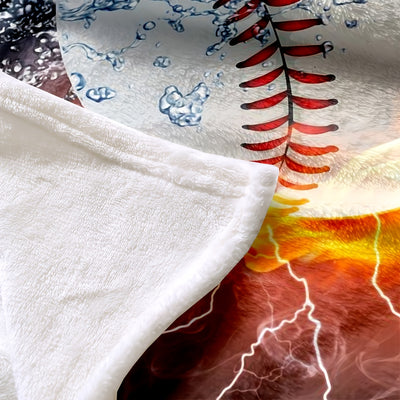 Cozy Baseball Pattern Flannel Blanket: Stay Warm in Style at Home and on the Go!