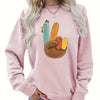 Fun and Feathery: Plus Size Casual Sweatshirt with Funny Chicken Gesture Print