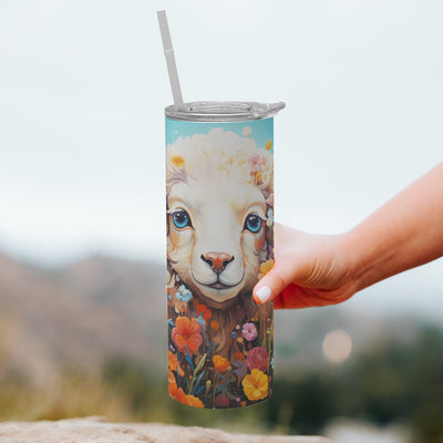 20oz Lamb-patterned Stainless Steel Tumbler: Shatterproof & Insulated for Hot and Cold Drinks - Perfect for Travel, Home, and Office Use!