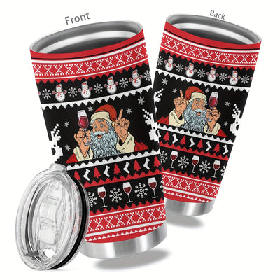 Festive 20oz Stainless Steel Christmas Tumbler - Funny Double Wall Insulated Travel Mug for Holiday Gift-Giving