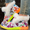 Women's Colorful Butterfly Pattern Shoes: Slip-on Fluffy Soft Sole Winter Plush Shoes with Fleece Lining