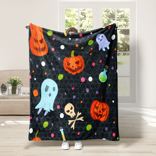 This Halloween season, keep warm in style with this cozy spirit flannel blanket! Crafted from high-quality fabric, it’s designed with a fun ghost pumpkin print, perfect for adding a touch of festive cheer to any space. Ideal for snuggling up on the sofa or adding to chilly bedroom décor.