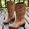 Fashionably Chic: Women's Embroidered Chunky Heel Boots - The Perfect Blend of Style and Comfort