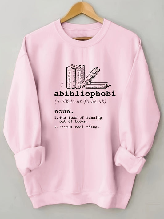 This Bold Book Letter Print Sweatshirt is the perfect addition to your casual wardrobe. Made with a comfy cotton blend, this lightweight, machine-washable shirt features a stylish print that looks great on any occasion.