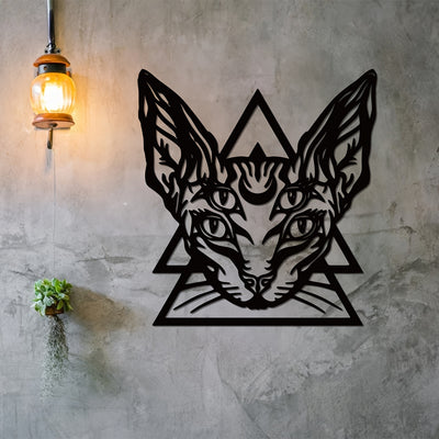 Sleek Beauty: Sphynx Cat Metal Wall Art - A Perfect Gothic Room Decor and Gift for Cat Lovers