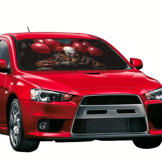 This Frightful Clown Print Foldable Car Sun Shade is a perfect way to keep your car cool while protecting it from the sun's UV rays. Its unique design prevents up to 95% of harmful UV radiation from entering your vehicle, so you can enjoy a cool and comfortable ride.