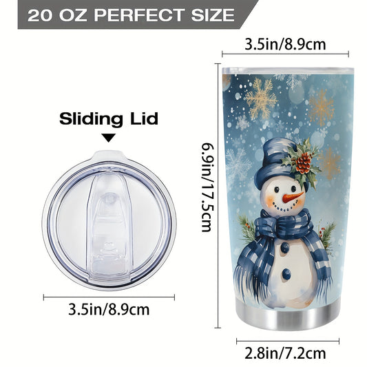 20oz Festive Snowman Stainless Steel Tumbler: The Perfect Holiday Gift for Loved Ones