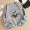 One More Chapter: Skull and Floral Print Sweatshirt - A Casual Crew Neck Long Sleeve Sweatshirt for Women's Fashion