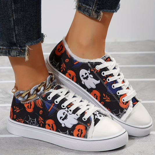 These stylish women's canvas shoes flaunt a Halloween Ghost and Pumpkin pattern for a fresh and unique look. Featurining a lightweight and comfortable design, they are perfect for any occasion!