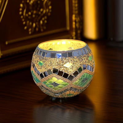 Mosaic Glass Candle Holder: Enhance Your Dinner Setting with Elegance and Intimacy