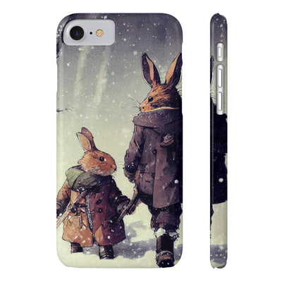 Rabbits in adventurer Phone Case, Rabbit walk in the snow Phone Cases, Case-Mate