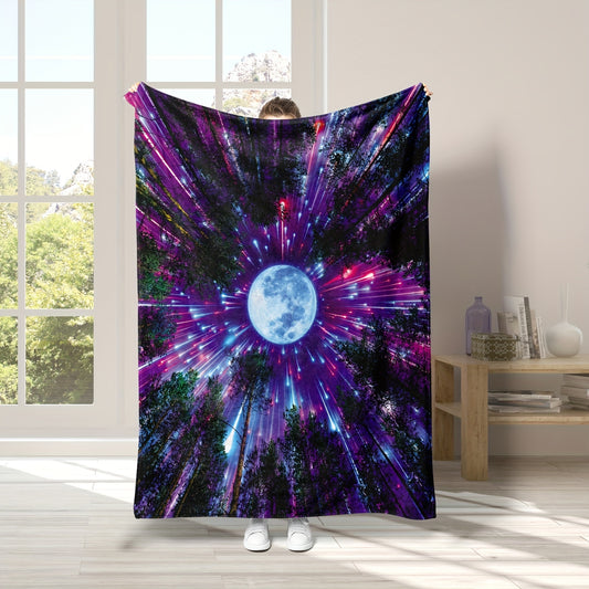 This Dreamy Moon Forest Print Flannel Blanket offers premium comfort and versatility. Made of 100% flannel fabric, it ensures superior coziness and warmth for any season. Perfect for travel, sofa, bed, and office use, this blanket offers luxurious feel and cozy warmth.
