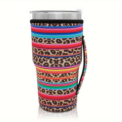 Neoprene Insulated Iced Tumbler with Handle- Reusable and Convenient - Protects 30oz - 32oz Tumblers from Heat and Cold