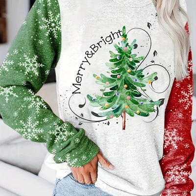 Stylish and Comfortable Plus Size Christmas Tree Sweatshirt for Women