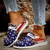 Patriotic Women's Flag and Leopard Pattern Canvas Slip-On Shoes - Lightweight and Comforrtable and Versatile Walking Shoes - Perfect for the 4th of July!